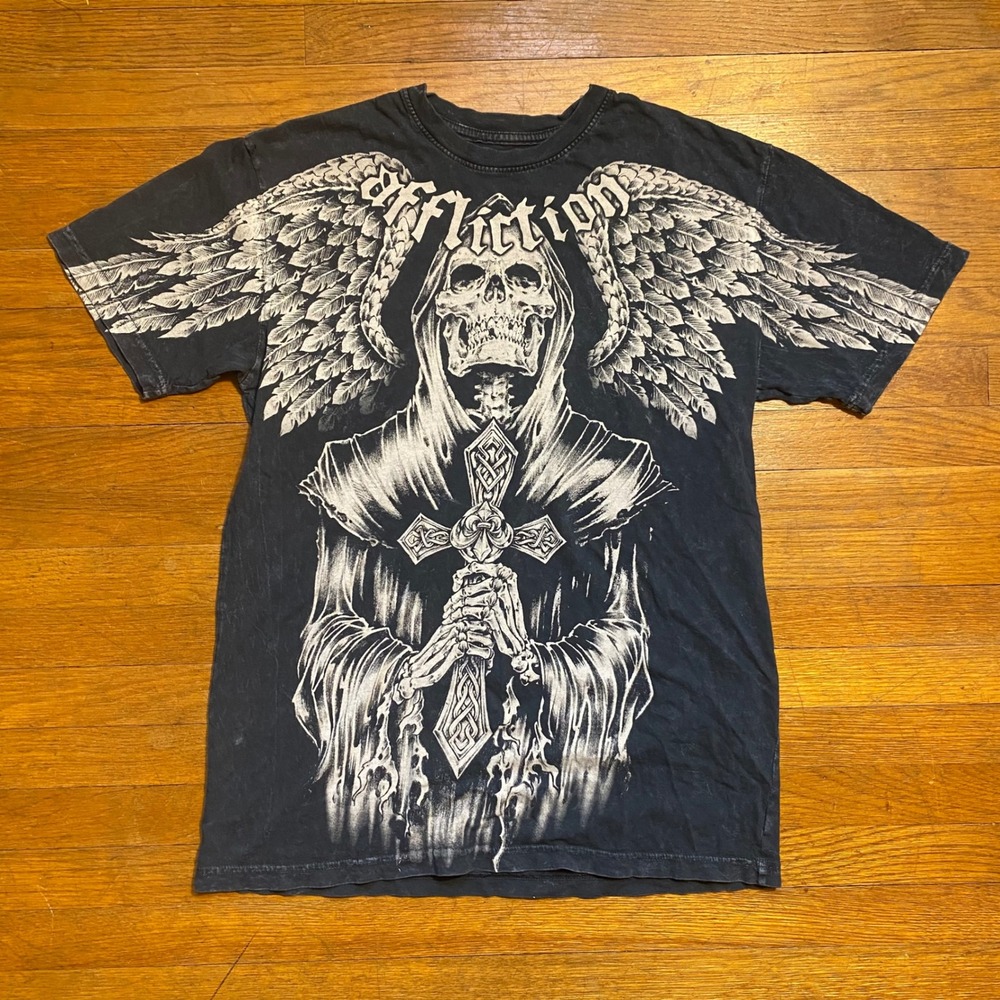 Affliction Y2K Grunge Death Angel Tshirt Mens Medium